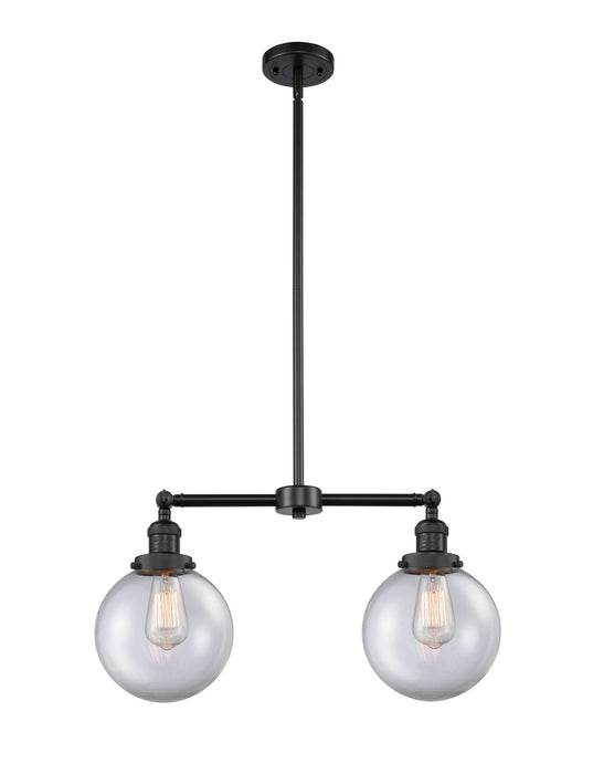 Innovations 209-BK-G202-8 Two Light Island Pendant, Matte Black