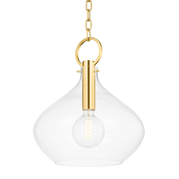 Hudson Valley BKO253-AGB One Light Pendant, Aged Brass