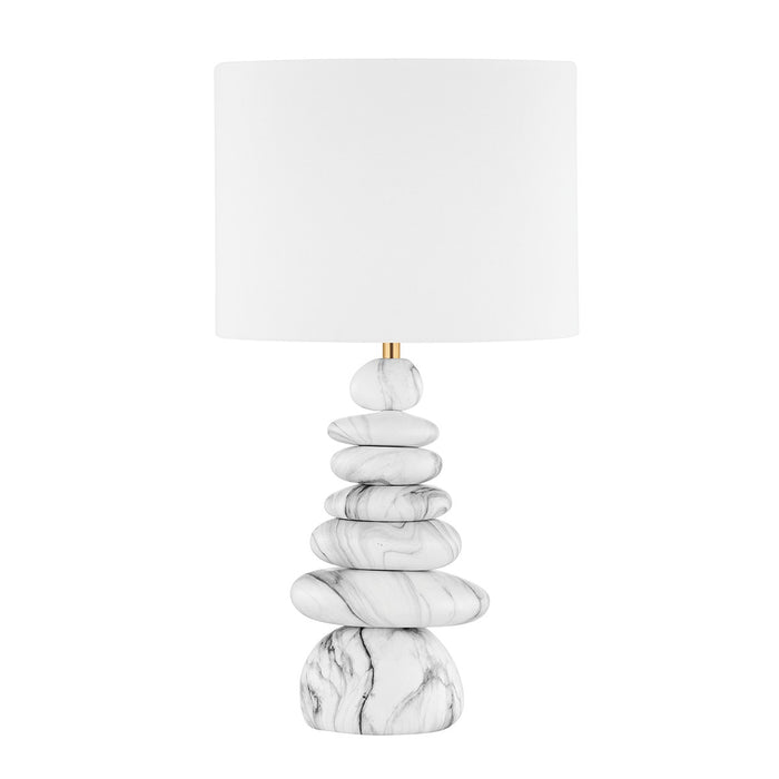 Hudson Valley L1736-AGB/CMG One Light Table Lamp, Aged Brass/Ceramic Marbled Gray