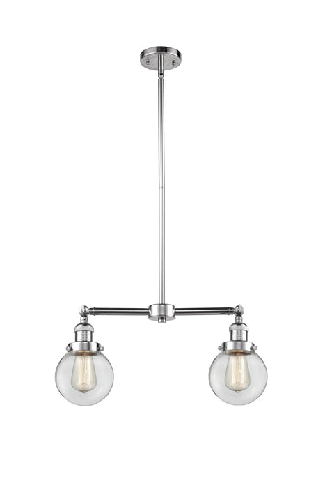 Innovations 209-PC-G202-6 Two Light Island Pendant, Polished Chrome