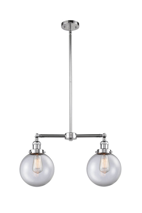Innovations 209-PC-G202-8 Two Light Island Pendant, Polished Chrome