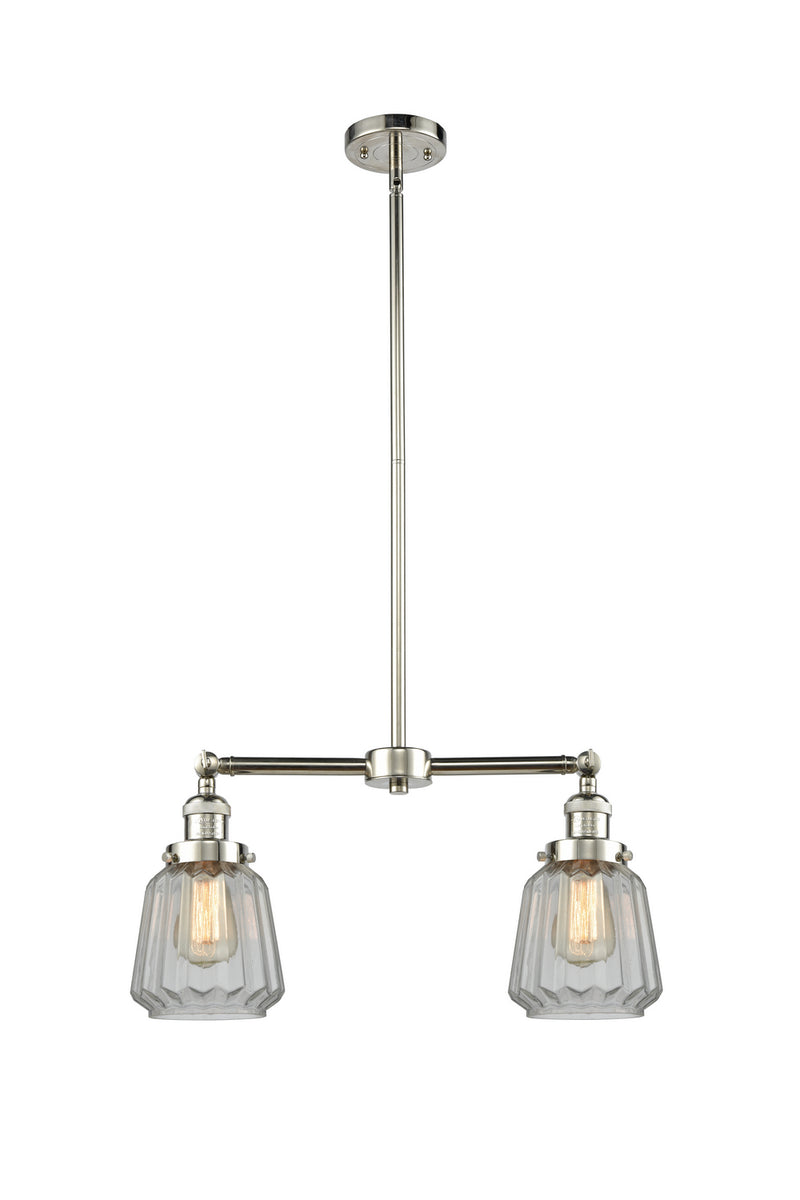 Innovations 209-PN-G142 Two Light Island Pendant, Polished Nickel