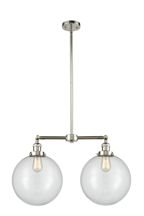 Innovations 209-PN-G202-12 Two Light Island Pendant, Polished Nickel