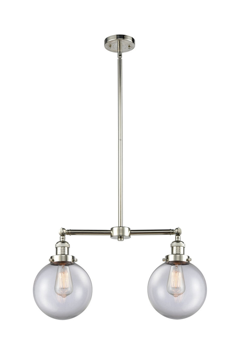 Innovations 209-PN-G202-8-LED LED Island Pendant, Polished Nickel