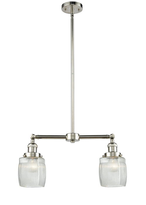 Innovations 209-PN-G302 Two Light Island Pendant, Polished Nickel