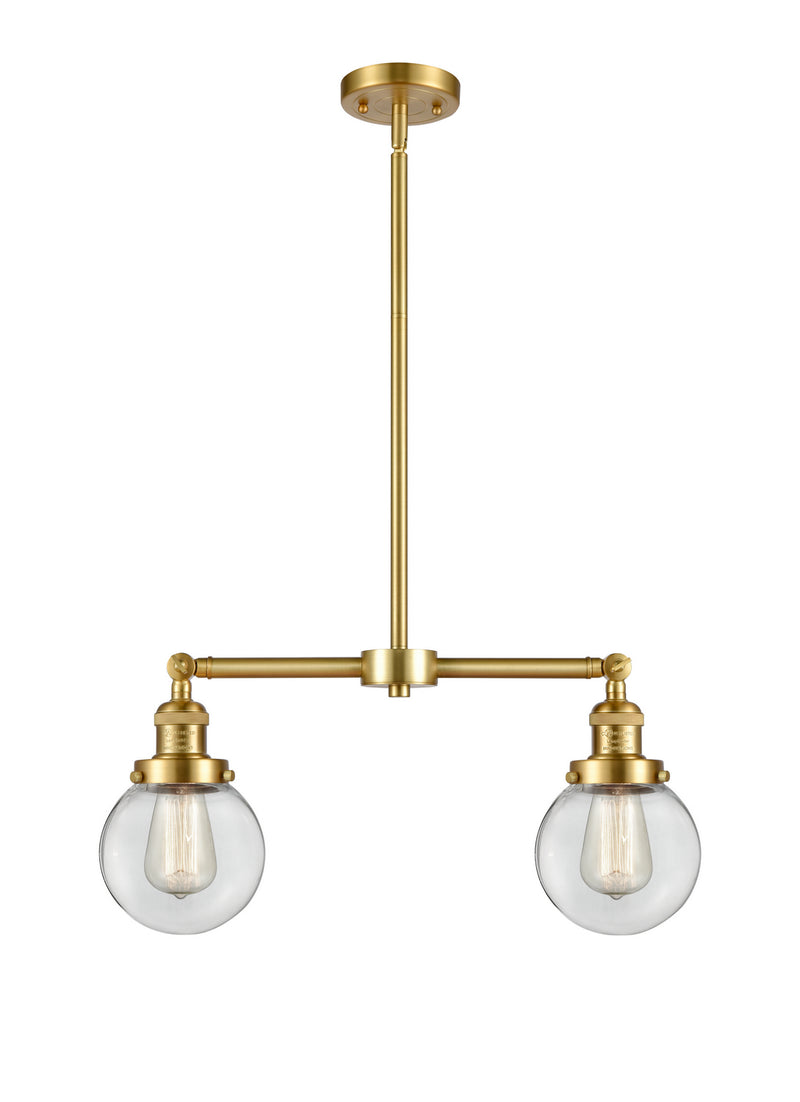 Innovations 209-SG-G202-6 Two Light Island Pendant, Satin Gold
