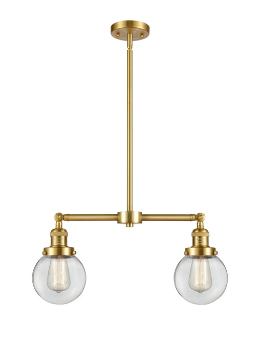 Innovations 209-SG-G202-6 Two Light Island Pendant, Satin Gold