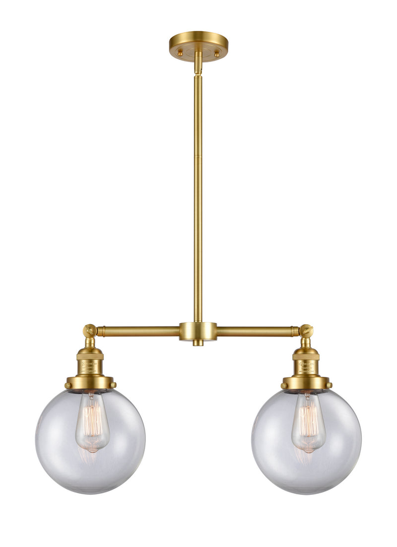 Innovations 209-SG-G202-8 Two Light Island Pendant, Satin Gold