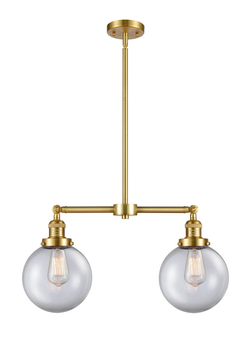 Innovations 209-SG-G202-8 Two Light Island Pendant, Satin Gold