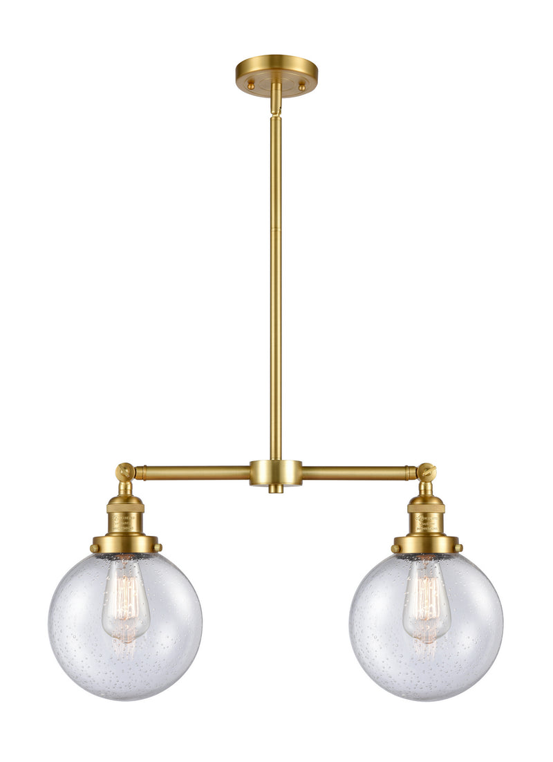 Innovations 209-SG-G204-8 Two Light Island Pendant, Satin Gold