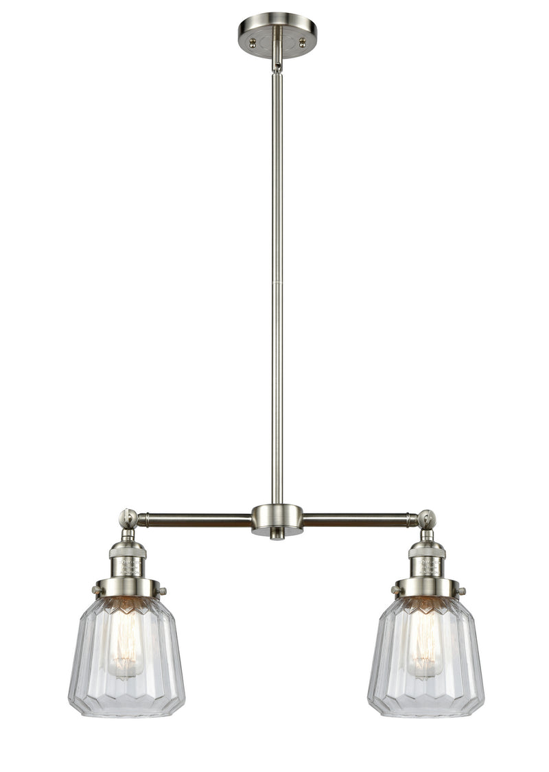 Innovations 209-SN-G142 Two Light Island Pendant, Brushed Satin Nickel