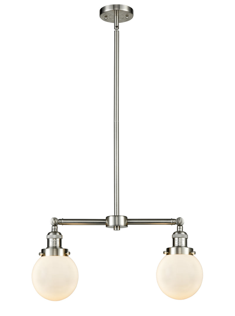 Innovations 209-SN-G201-6-LED LED Island Pendant, Brushed Satin Nickel