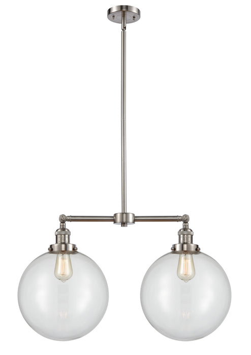 Innovations 209-SN-G202-12 Two Light Island Pendant, Brushed Satin Nickel