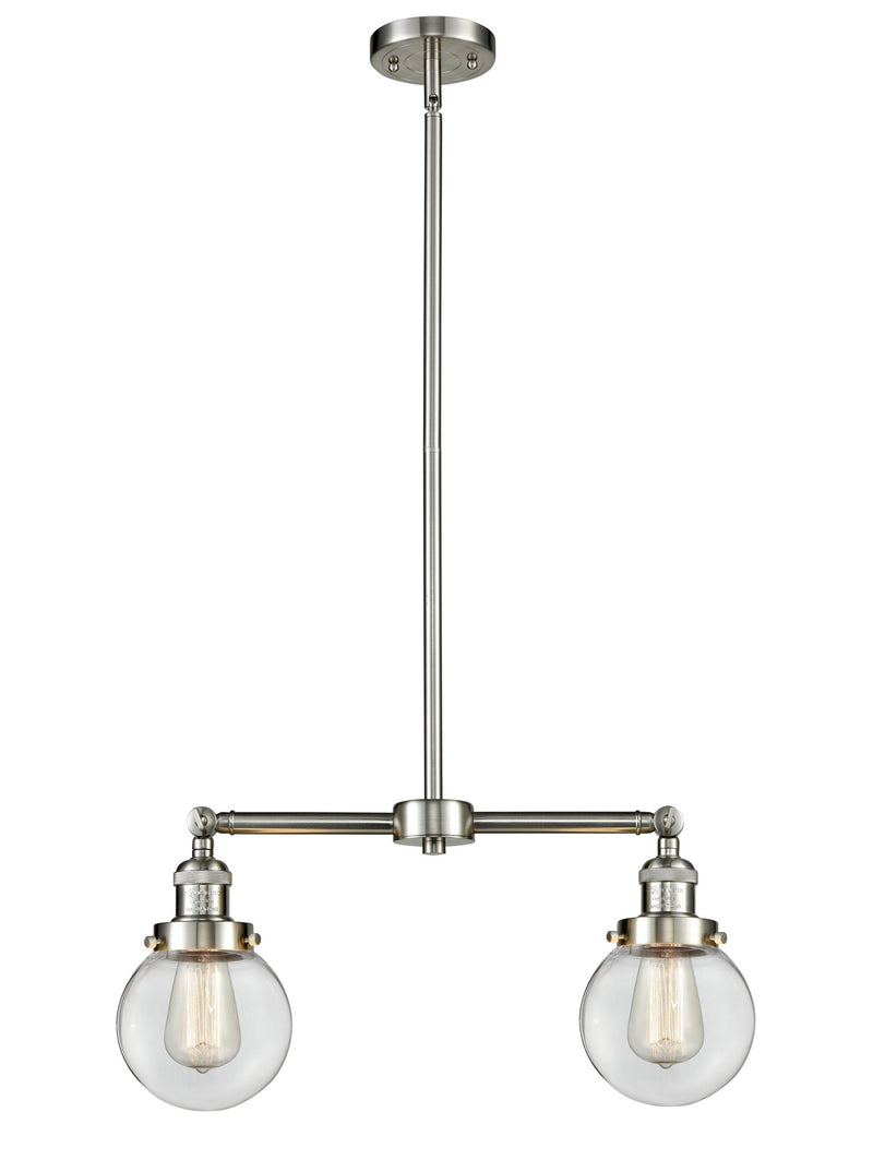 Innovations 209-SN-G202-6-LED LED Island Pendant, Brushed Satin Nickel