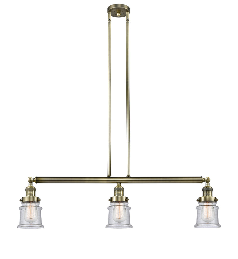 Innovations 213-AB-G184S Three Light Island Pendant, Antique Brass