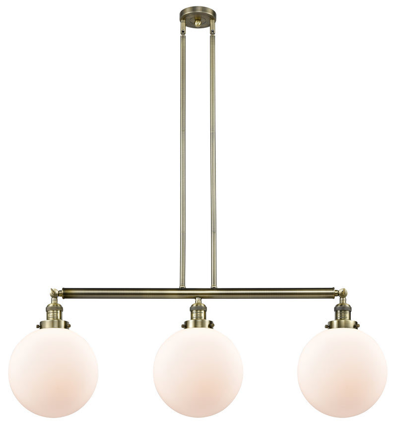 Innovations 213-AB-G201-10 Three Light Island Pendant, Antique Brass