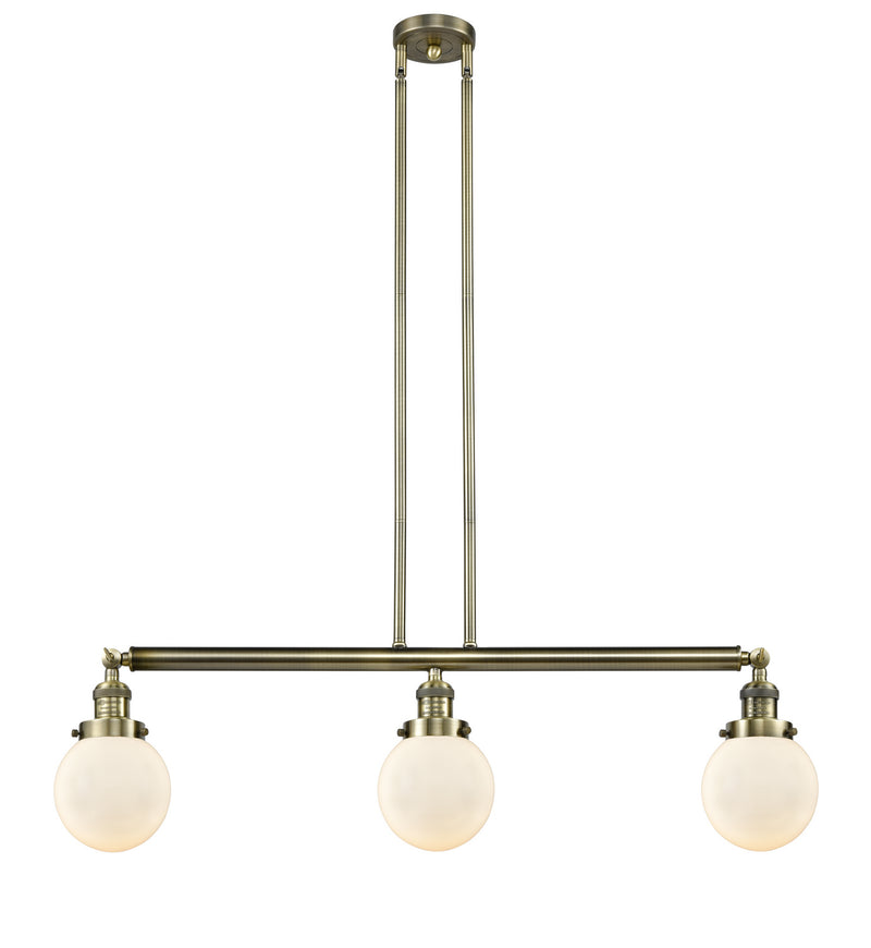 Innovations 213-AB-G201-6 Three Light Island Pendant, Antique Brass