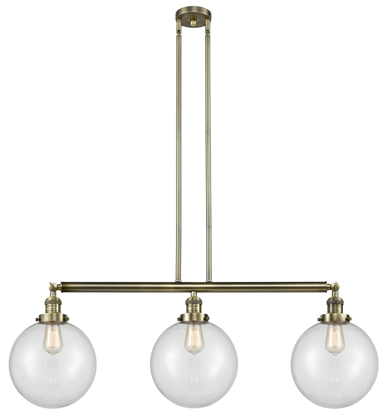 Innovations 213-AB-G202-10 Three Light Island Pendant, Antique Brass