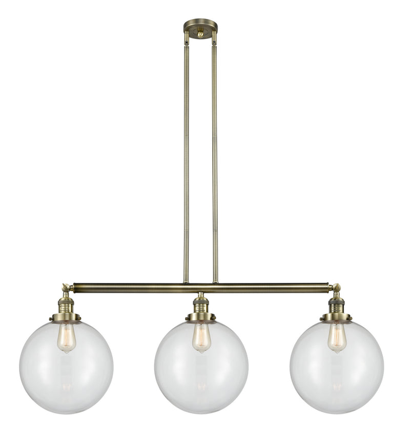 Innovations 213-AB-G202-12 Three Light Island Pendant, Antique Brass