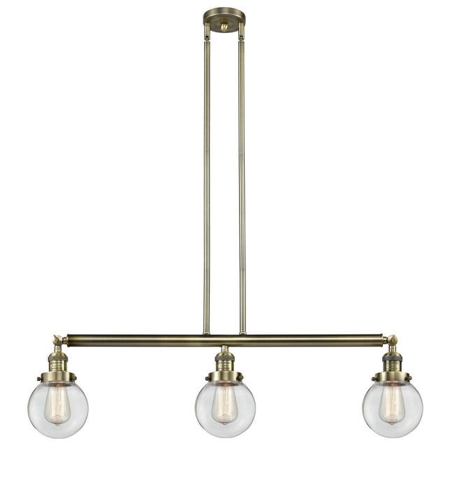 Innovations 213-AB-G202-6 Three Light Island Pendant, Antique Brass