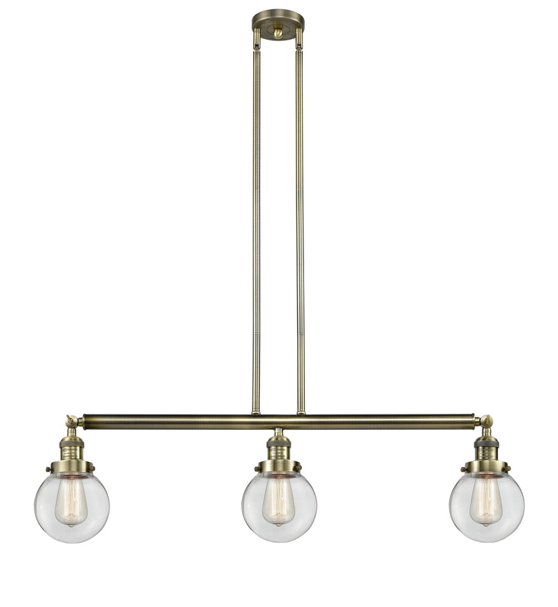 Innovations 213-AB-G202-6-LED LED Island Pendant, Antique Brass