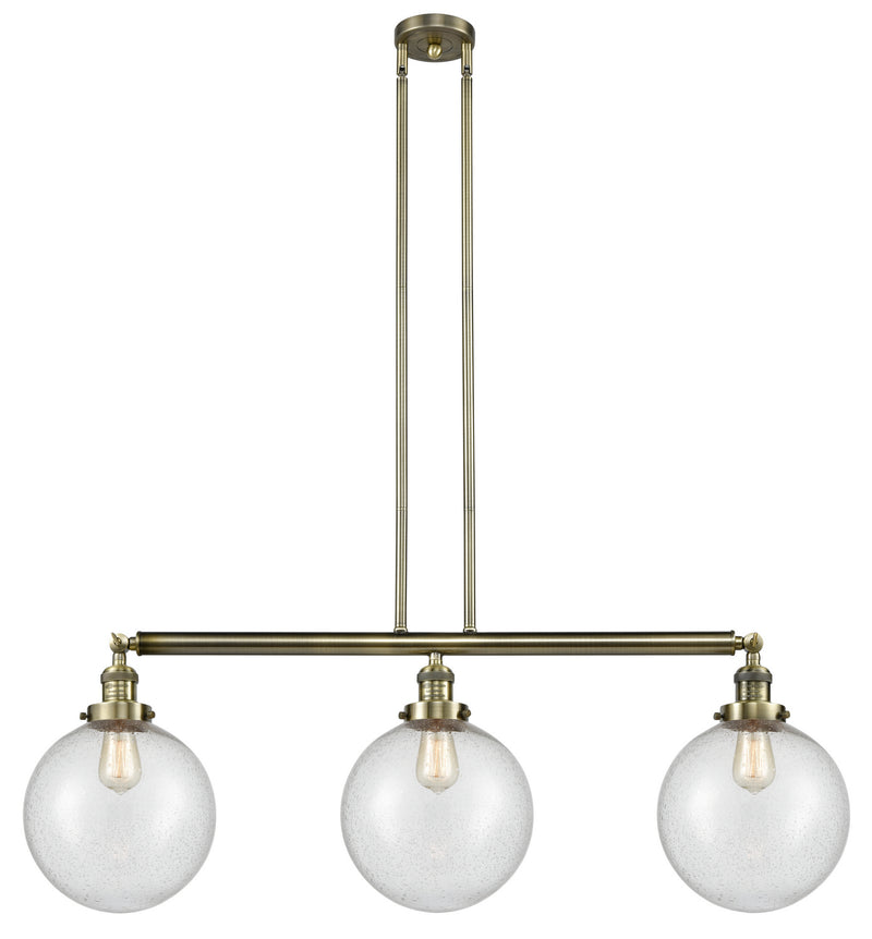 Innovations 213-AB-G204-10 Three Light Island Pendant, Antique Brass