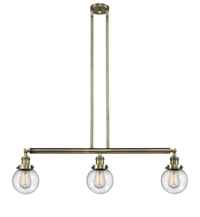 Innovations 213-AB-G204-6 Three Light Island Pendant, Antique Brass
