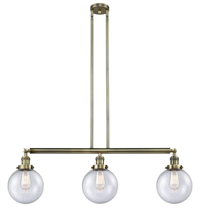 Innovations 213-AB-G204-8 Three Light Island Pendant, Antique Brass