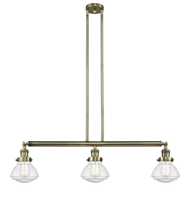 Innovations 213-AB-G324 Three Light Island Pendant, Antique Brass
