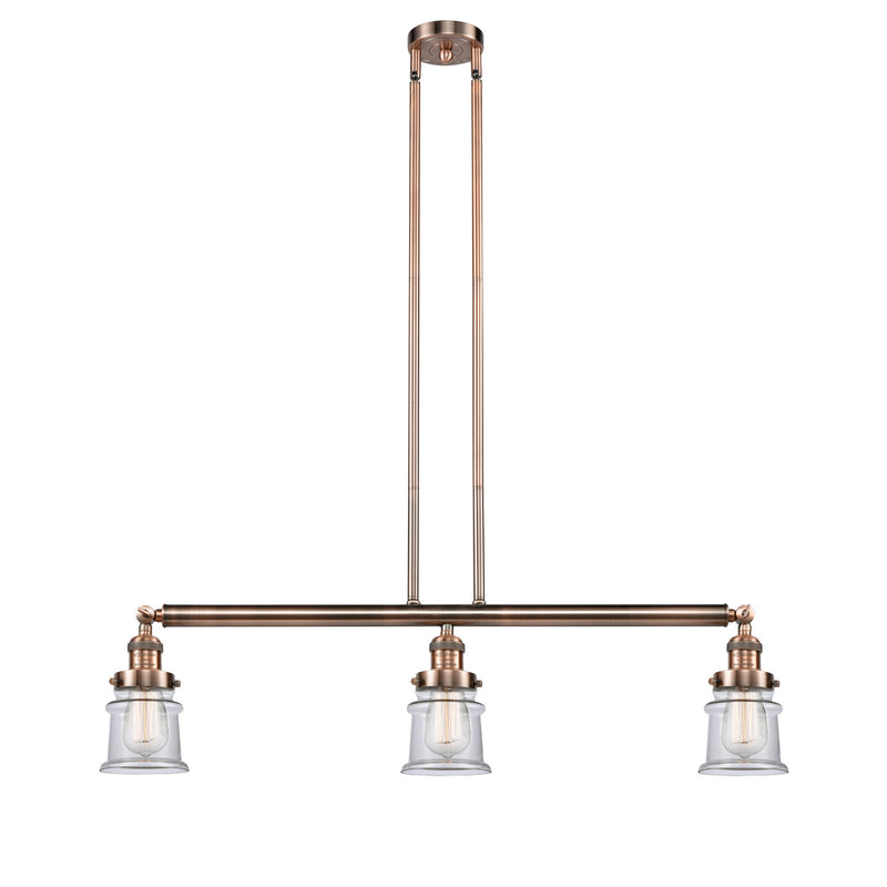 Innovations 213-AC-G182S Three Light Island Pendant, Antique Copper