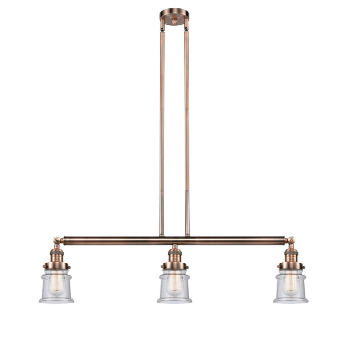 Innovations 213-AC-G184S Three Light Island Pendant, Antique Copper