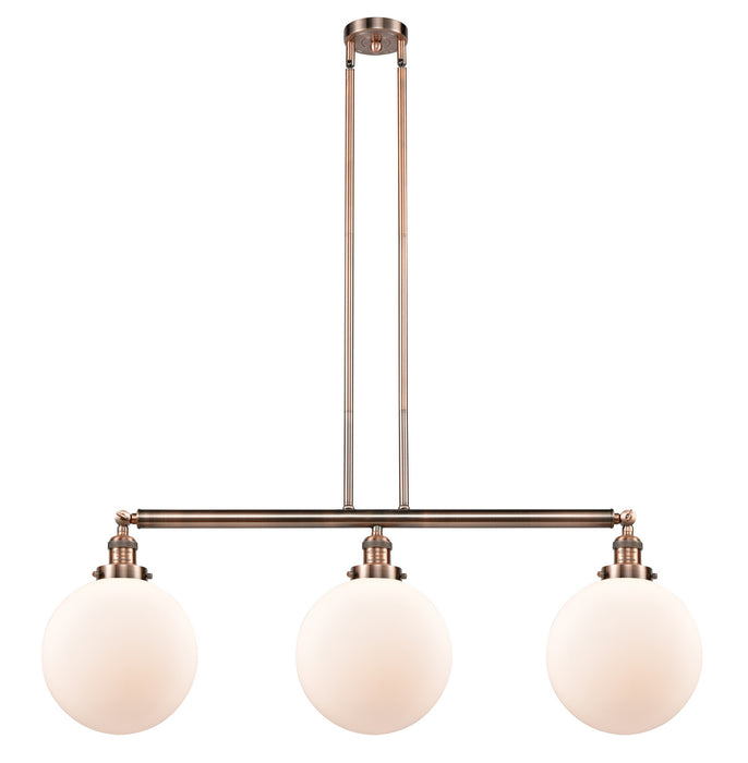 Innovations 213-AC-G201-10 Three Light Island Pendant, Antique Copper
