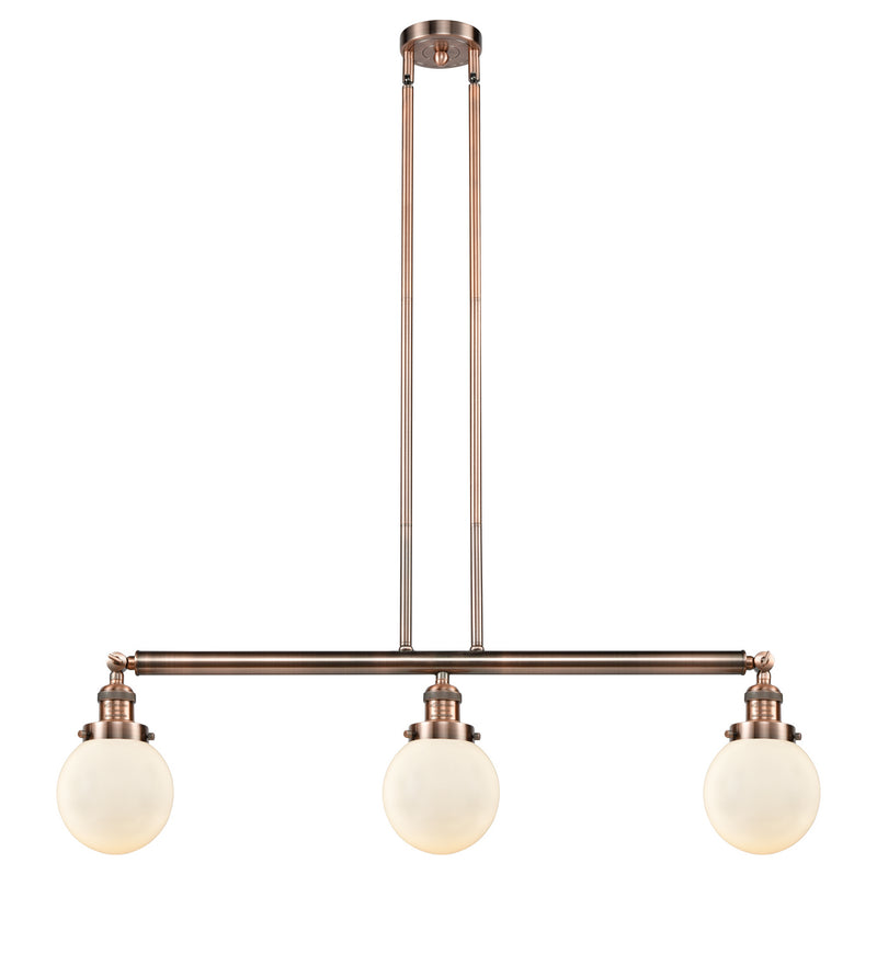 Innovations 213-AC-G201-6 Three Light Island Pendant, Antique Copper