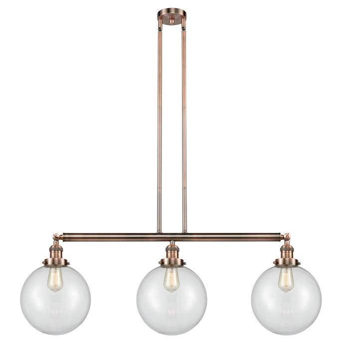 Innovations 213-AC-G202-10 Three Light Island Pendant, Antique Copper