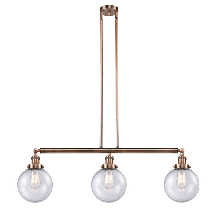 Innovations 213-AC-G204-8 Three Light Island Pendant, Antique Copper