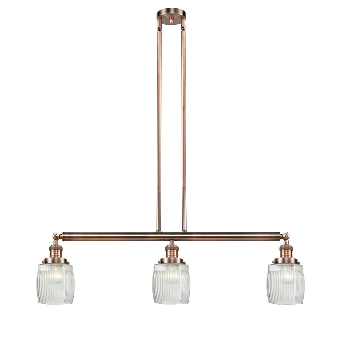 Innovations 213-AC-G302 Three Light Island Pendant, Antique Copper