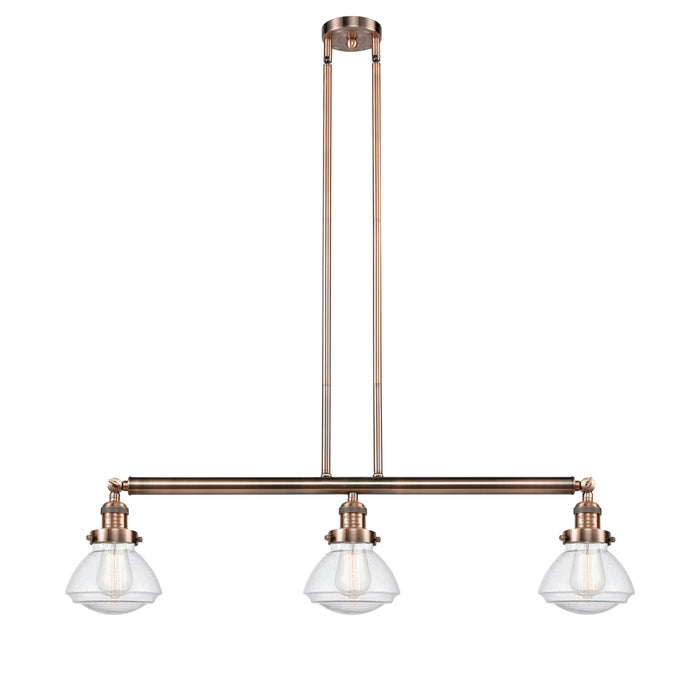 Innovations 213-AC-G324 Three Light Island Pendant, Antique Copper