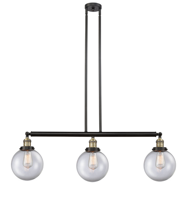 Innovations 213-BAB-G202-8 Three Light Island Pendant, Black Antique Brass