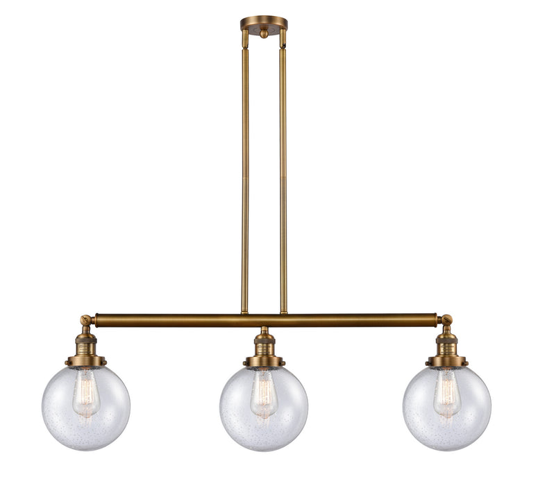 Innovations 213-BB-G204-8 Three Light Island Pendant, Brushed Brass