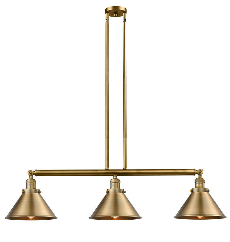 Innovations 213-BB-M10-BB Three Light Island Pendant, Brushed Brass