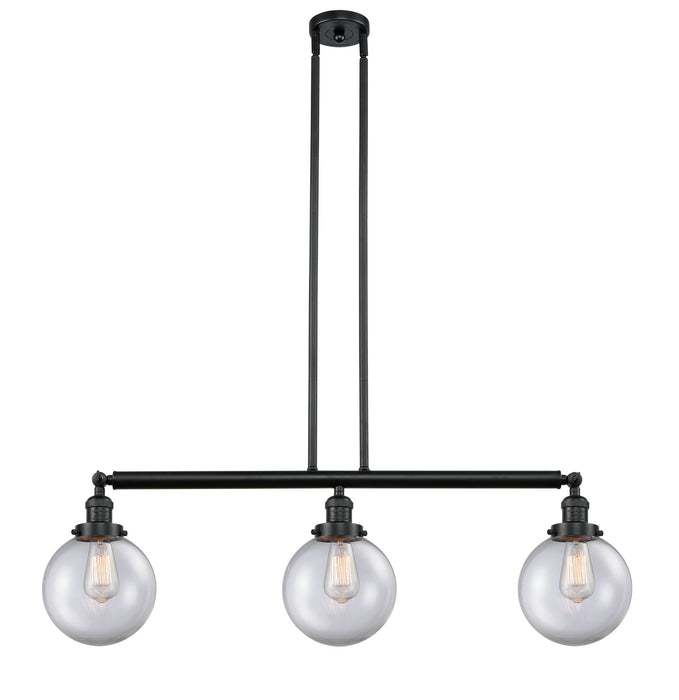 Innovations 213-BK-G202-8 Three Light Island Pendant, Matte Black