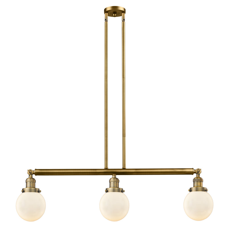 Innovations 213-BB-G201-6 Three Light Island Pendant, Brushed Brass