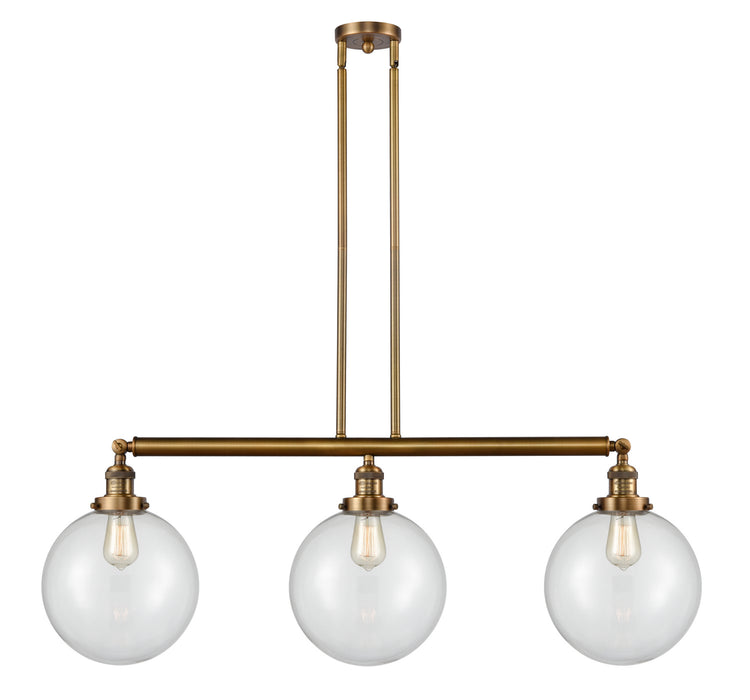 Innovations 213-BB-G202-10 Three Light Island Pendant, Brushed Brass