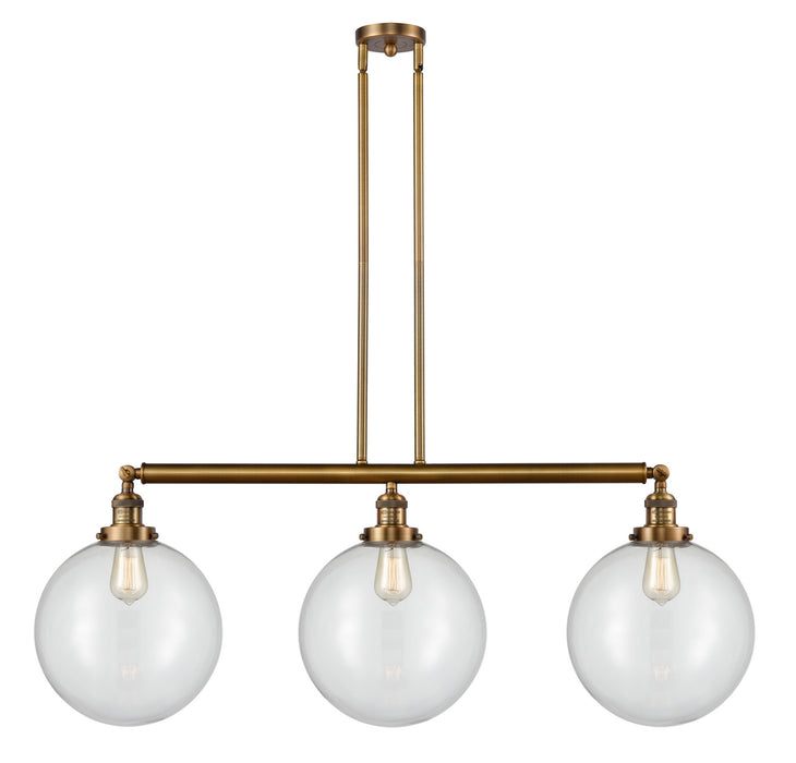 Innovations 213-BB-G202-12 Three Light Island Pendant, Brushed Brass