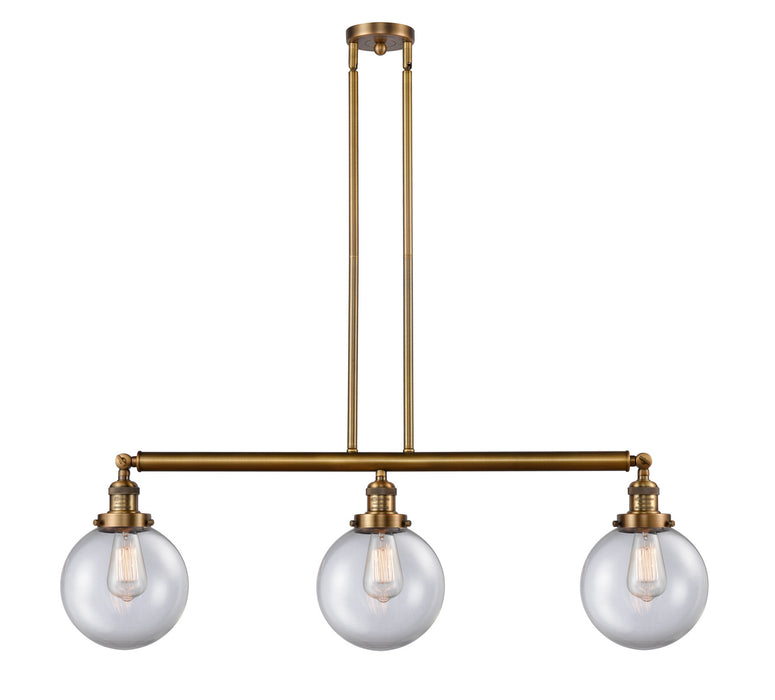 Innovations 213-BB-G202-8 Three Light Island Pendant, Brushed Brass