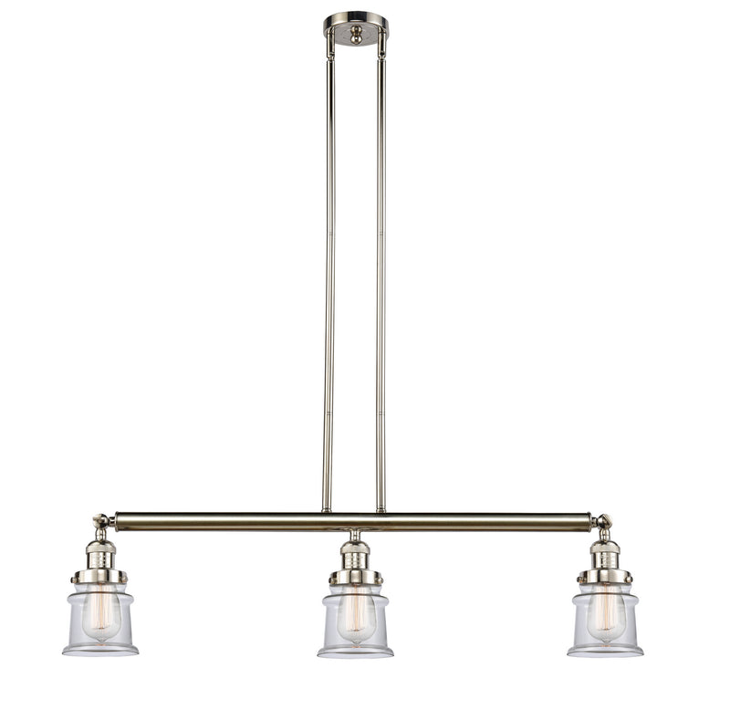 Innovations 213-PN-G182S Three Light Island Pendant, Polished Nickel