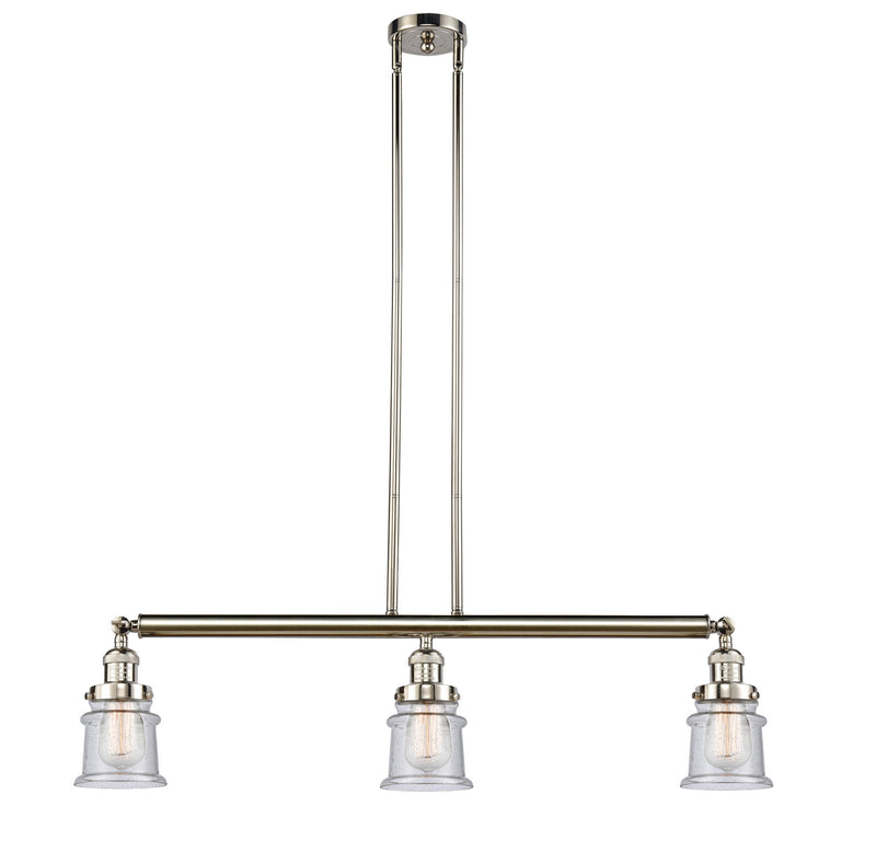 Innovations 213-PN-G184S Three Light Island Pendant, Polished Nickel