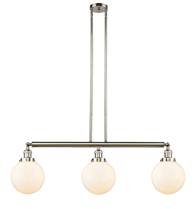 Innovations 213-PN-G201-8 Three Light Island Pendant, Polished Nickel