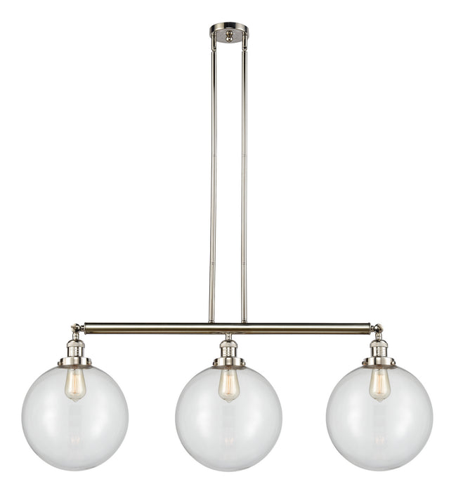 Innovations 213-PN-G202-12 Three Light Island Pendant, Polished Nickel
