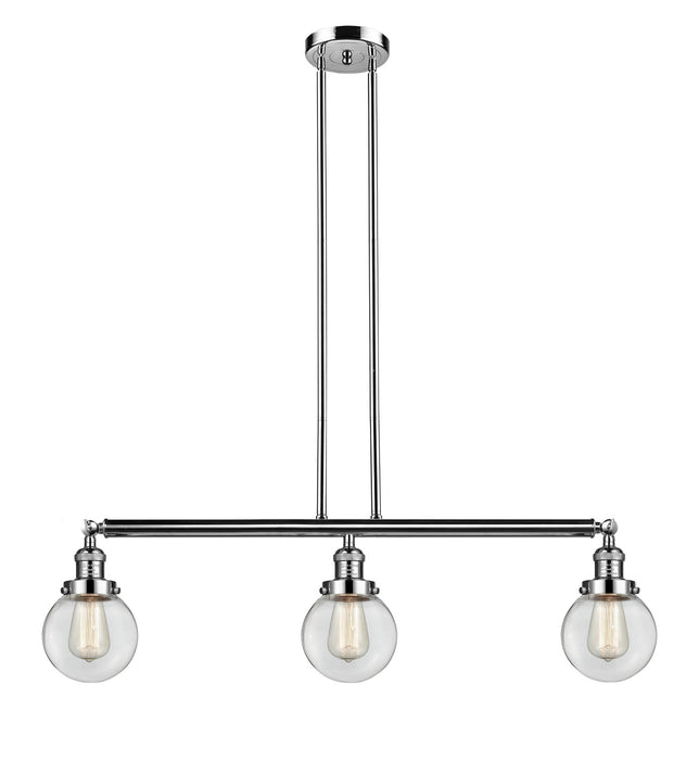 Innovations 213-PN-G202-6 Three Light Island Pendant, Polished Nickel